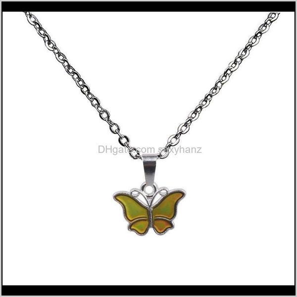 

& pendants color changing necklace cute temperature sensing butterfly pendant women necklaces fashion jewelry will and sandy drop delivery 2, Silver