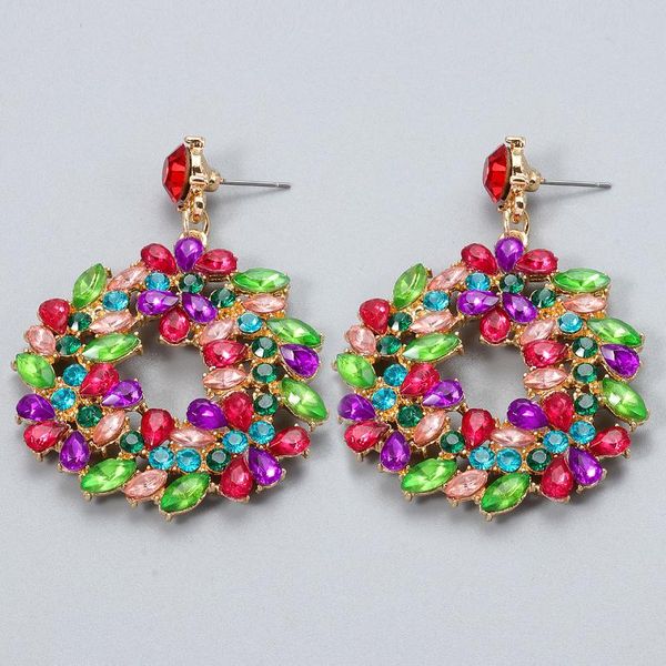 

dangle & chandelier fashion color rhinestone flower drop earrings women crystal jewelry, Silver