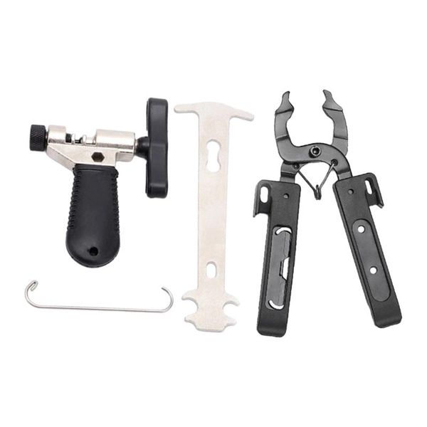 

tools 4pcs bike chain removal repair breaker plier gauge ruler (black)