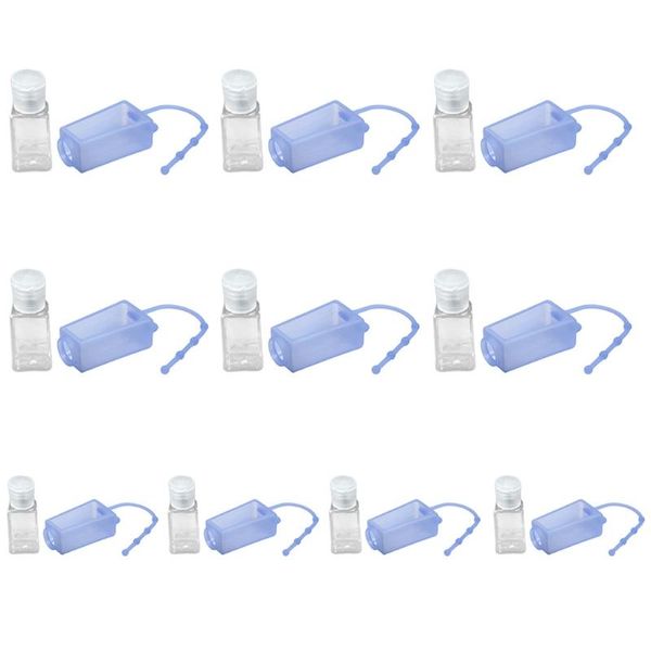 

storage bottles & jars 10pcs portable flip cap refillable empty bottle with solid color silicone cover keychain holder hand sanitizer contai