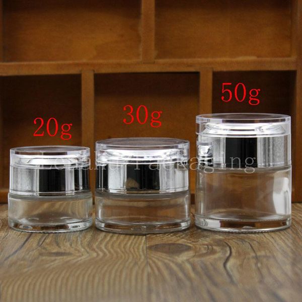 

wholesale 20g 30g 50g transparent glass cream bottle,cream cosmetics bottles,comestic packaging container