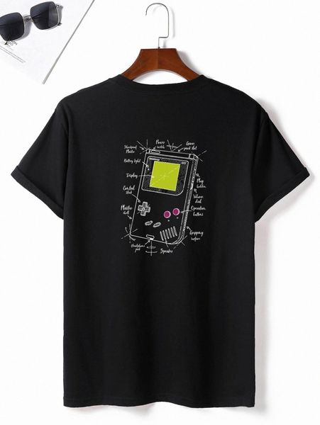 

men game console and letter graphic tee x50w#, White;black
