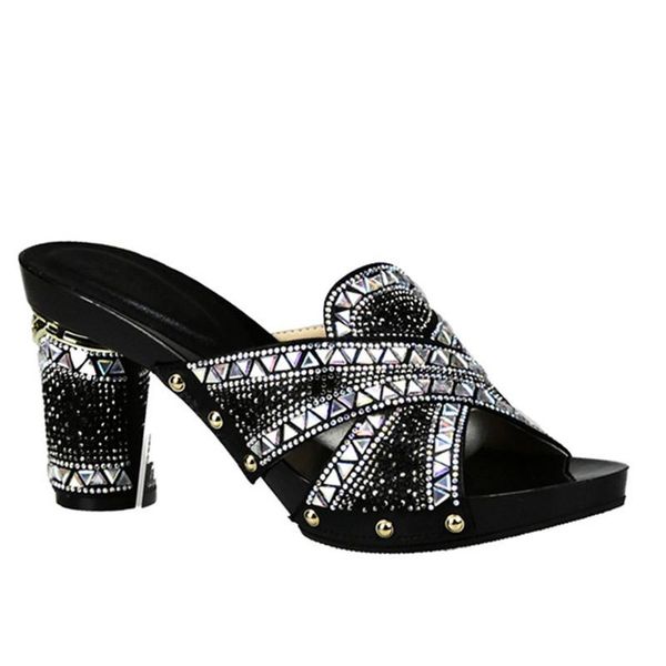 

dress shoes arrival italian women sandals for party african wedding high heels slip on pumps slip-on, Black
