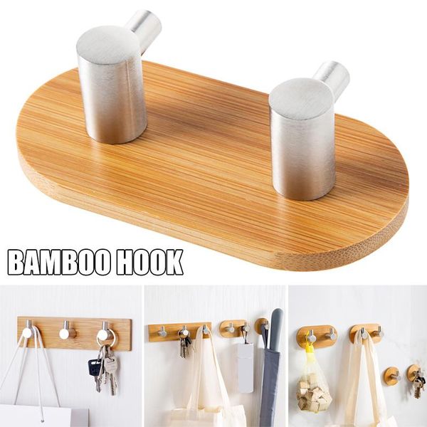

hooks & rails l shaped adhesive bamboo stainless steel wall hangers clothes towel multifunctional f2