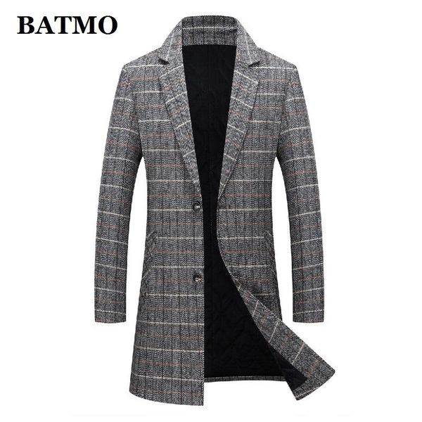 

men's wool & blends batmo 2021 arrival winter thicked trench coat men,plaid warm jackets,plus-size m-4xl 9505, Black