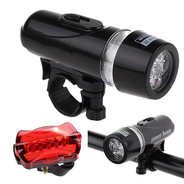 

bicycle super bright 5 led front light cycling head 2 modes headlight with warning rear lamp bike accessories