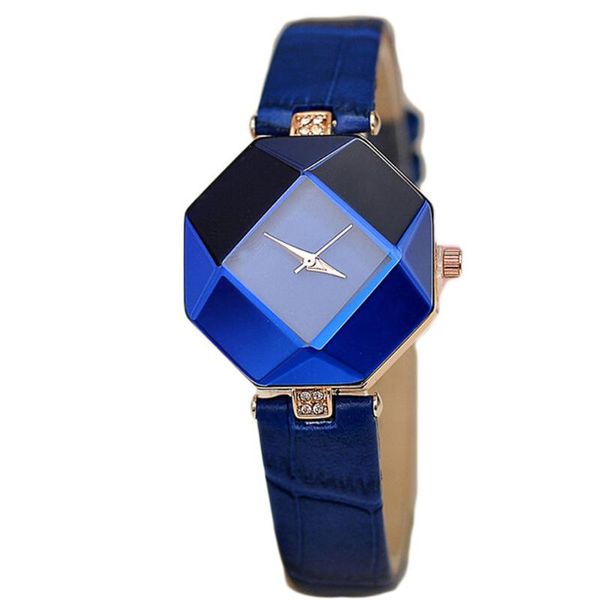 

wristwatches women watches gem cut geometry crystal leather quartz wristwatch fashion dress watch ladies gifts clock relogio feminino 5 colo, Slivery;brown
