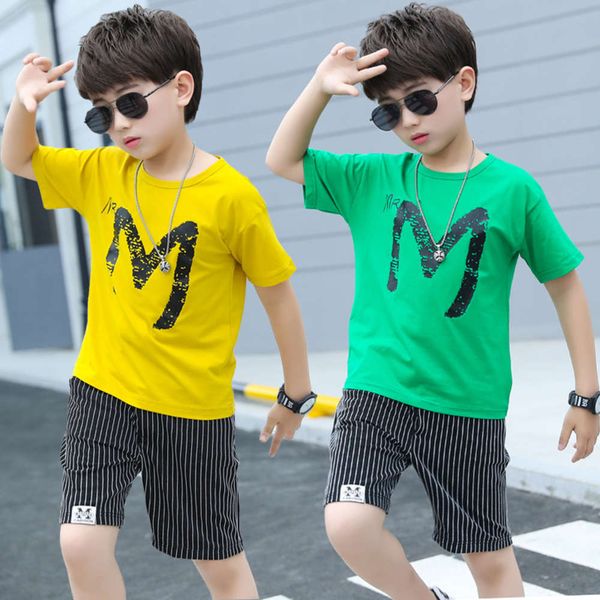 

new boys' 2021 children's summer korean two piece suit, White