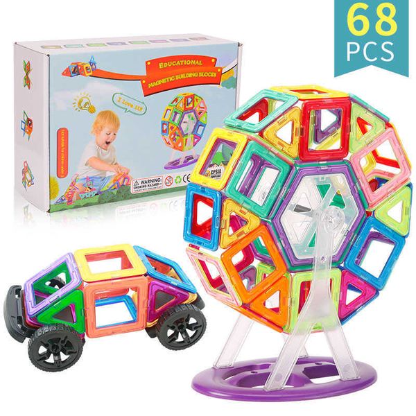 Magnetic Designer Conjunto Conjunto de Construção de Modelo Ímãs Ímãs Bloqueios Magnéticos Brinquedos Educativos para Crianças Q0723