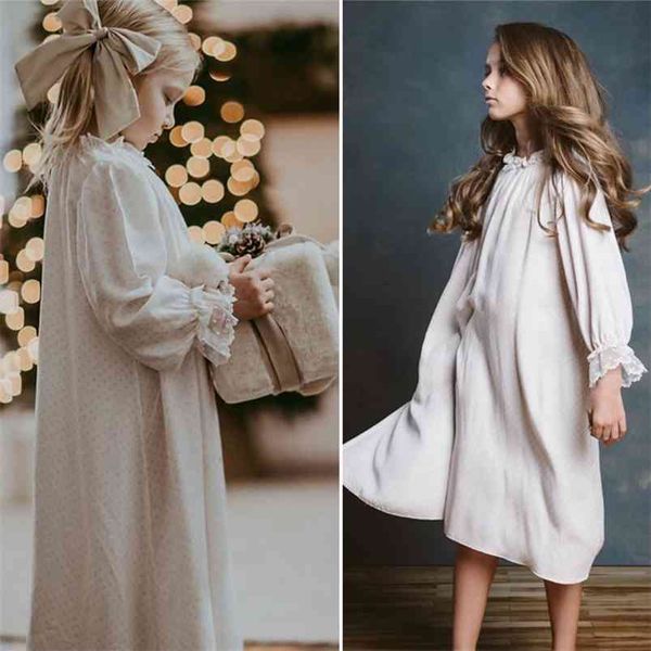 

girls high-grade pajamas night dresses home service kids girl beuatiful pajama white / polka dot sleep 210915, Blue;red