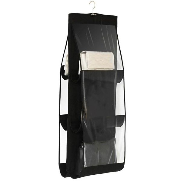 

storage boxes & bins 6 pocket hanging handbag organizer non-woven fabric women organizers wardrobe closet transparent bags