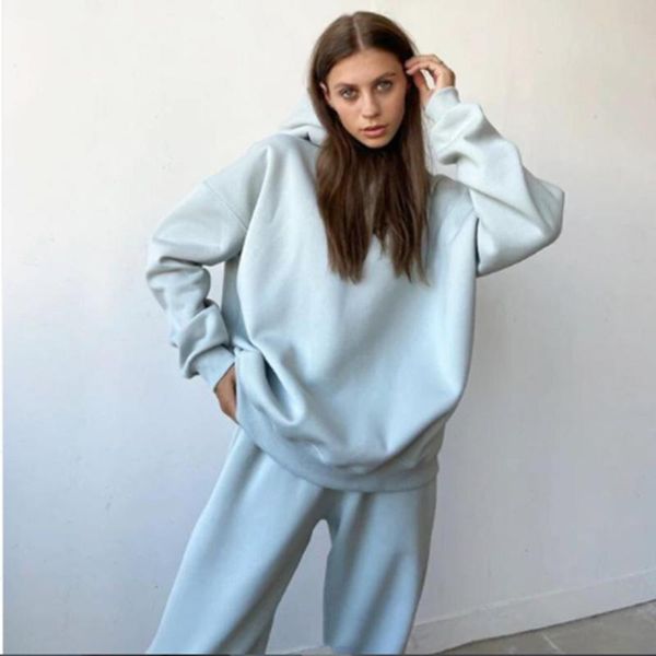 

women's two piece pants rmsfe 2022 autumn and winter women thickened long sleeve round neck sweater sports leisure leggings set, White