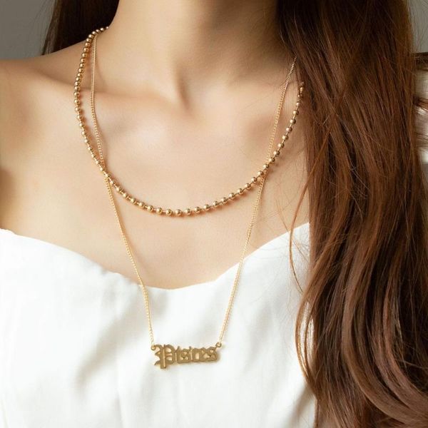 

pendant necklaces letters lucky beads alloy multilayer necklace for women trend female jewelry travel party trinkets wholesale, Silver