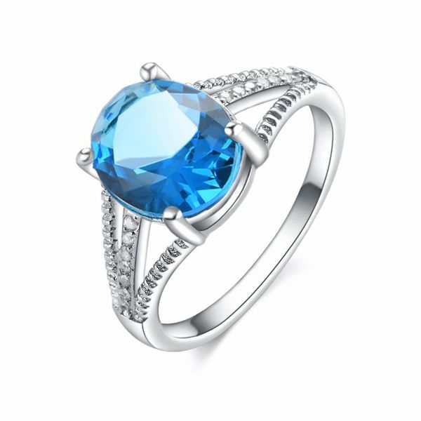 

wedding rings silver woman ring classic exquisite temperament female inlay with round zircon hand jewelry, Slivery;golden