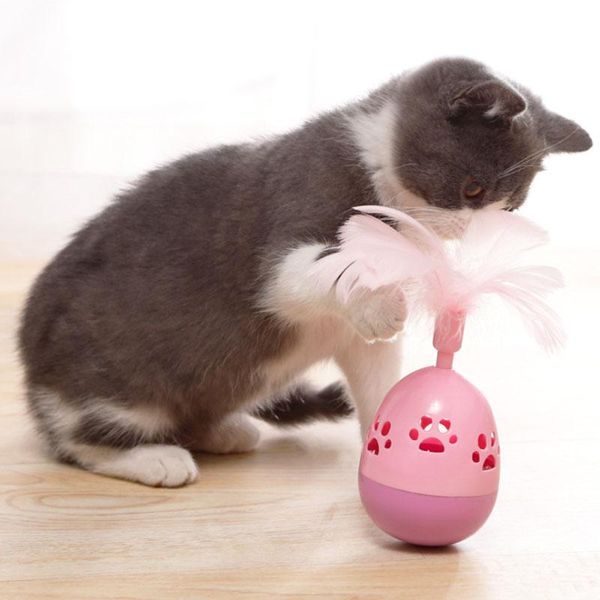 

cat toys pet products leak funny ball tumbler with feather bell training brinquedo apply to cats toy exercisgiochi gattoe