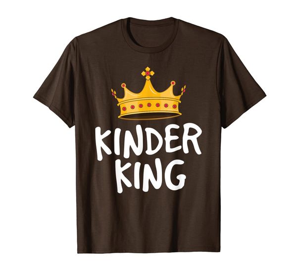 

kinder king back to school boys kindergarten crown 1st day t-shirt, White;black