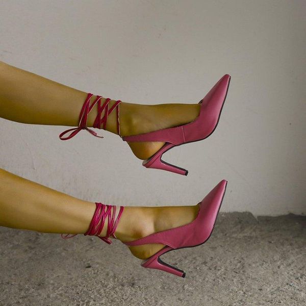 

dress shoes large size 35-43 ankle cross strap pointed high heel pu one line buckle thin women's shoe pumps, Black