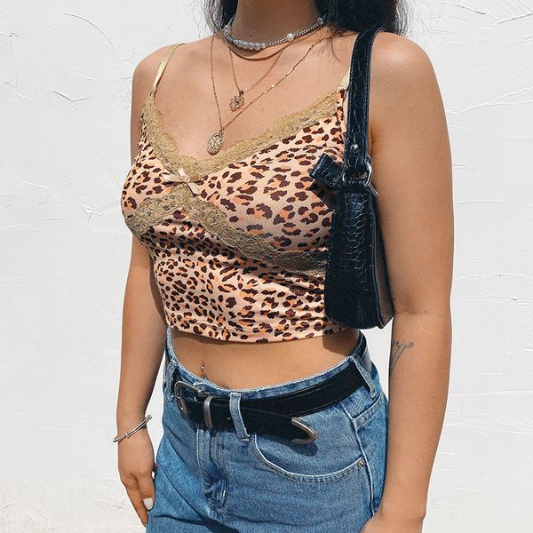 

Lace Leopard Print Camis Crop Tops Summer Dollskill Y2K Top Sexy Backless Straps Cropped Feminino Tops Streetwear, Blue