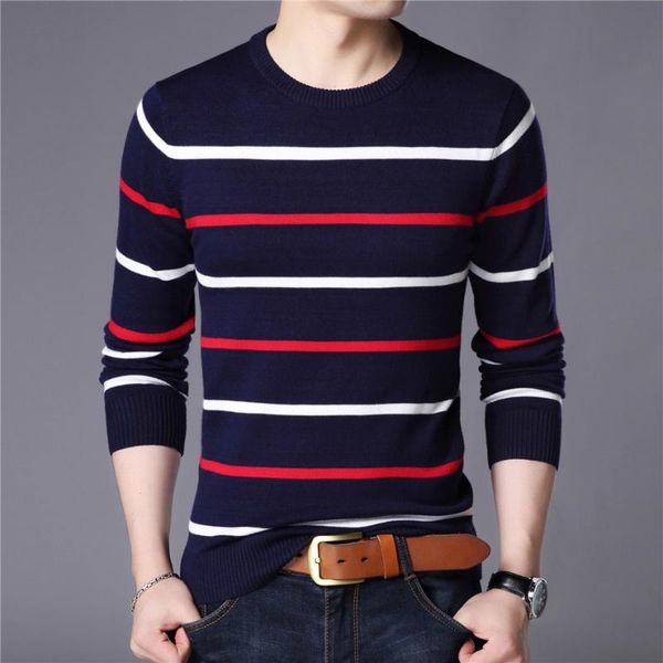 

brand sweater men fashion casual striped o-neck pull homme spring autumn cotton knitwear pullover clothing jersey c1003, White;black