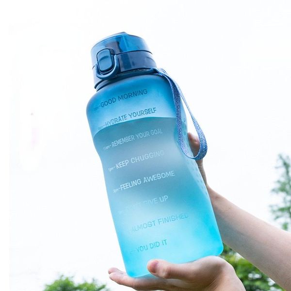 

water bottle 2l 64oz 3.8l 128oz motivational with time marker flip-flop bpa portable sports phone stand gym jug