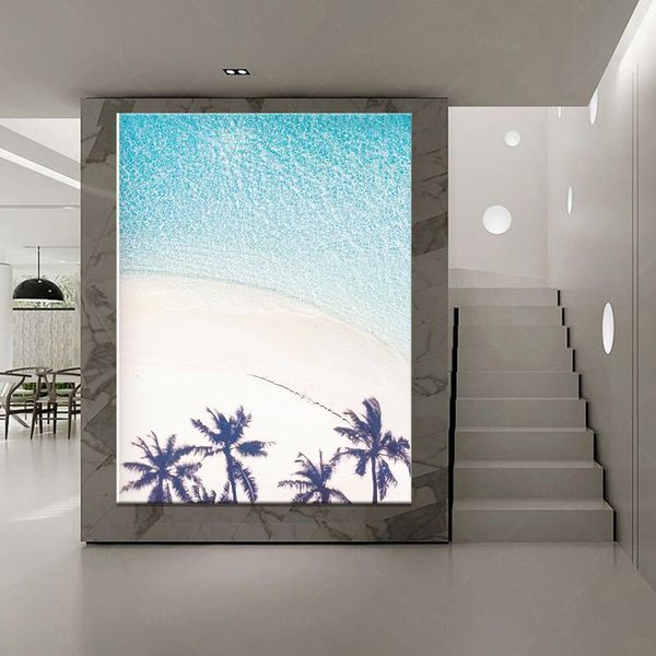 

paintings modern blue beach pos prints canvas painting tropical coastal gallery wall art pictures for living room home decor posters