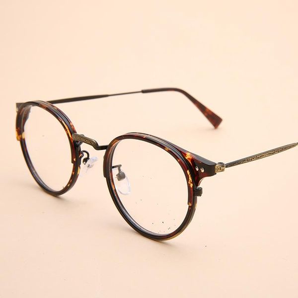 

fashion sunglasses frames tr90 eyeglasses men vintage round glasses frame women optical myopia prescription spectacles clear lens eyewear oc, Black