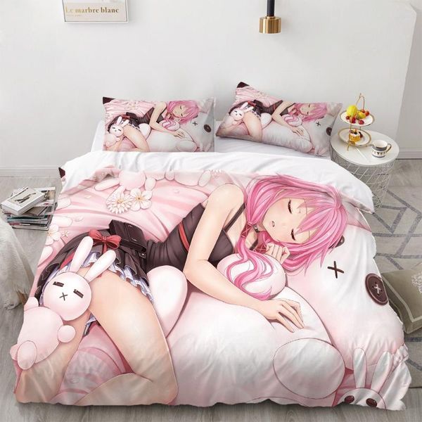 

bedding sets 2/3 pieces cartoon set 3d print japan anime duvet cover sexy/lovely girls bed quilt home textile