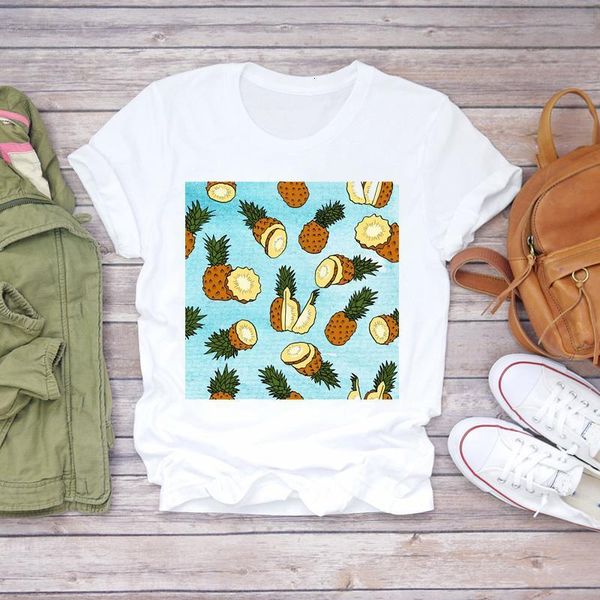 

women fruit sweet pineapple holiday fashion 90s lady print t-shirts t shirt ladies womens graphic female tee t-shirt, White