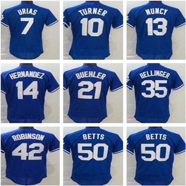 

50 mookie betts 35 cody bellinger 10 justin turner 5 corey seager 74 kenley jansen 22 clayton kershaw 14 enrique hernandez baseball jerseys, Blue;black