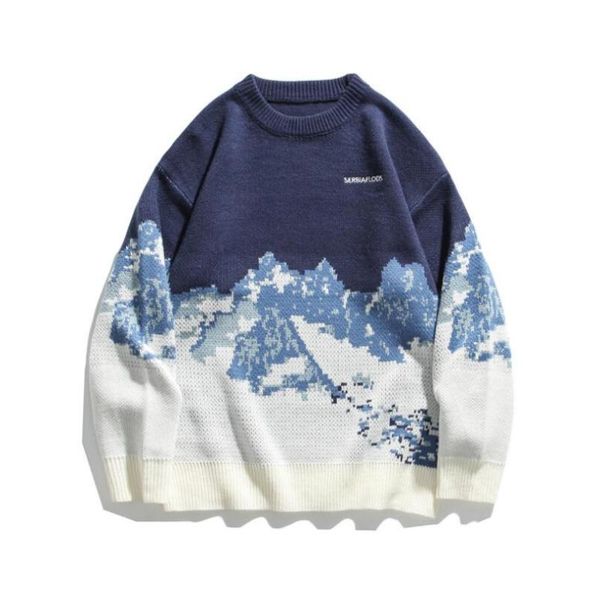 

men's sweaters 2021 men hip hop streetwear knitted sweater retro vintage snow cotton harajuku casual pullover warm w2179, White;black