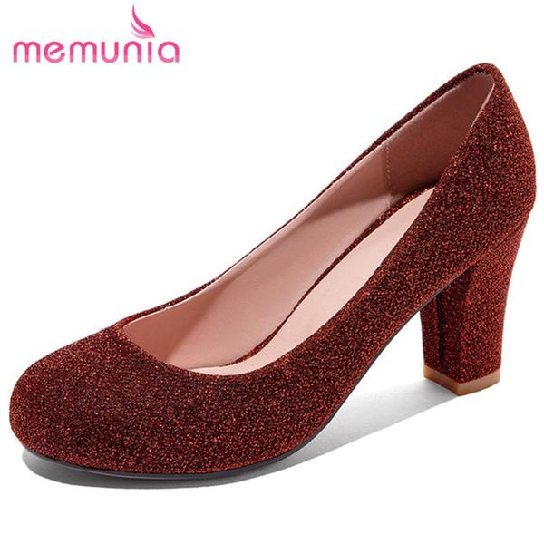 

dress shoes memunia 2021 big size 33-47 high heels party wedding women spring summer round toe single solid colors pumps, Black