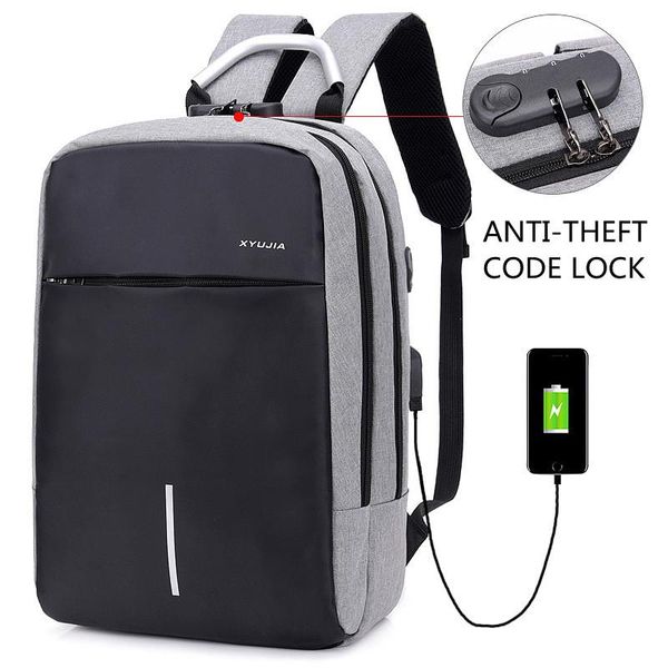

backpack anti-theft men's usb charging oxford cloth business multi-function laplock