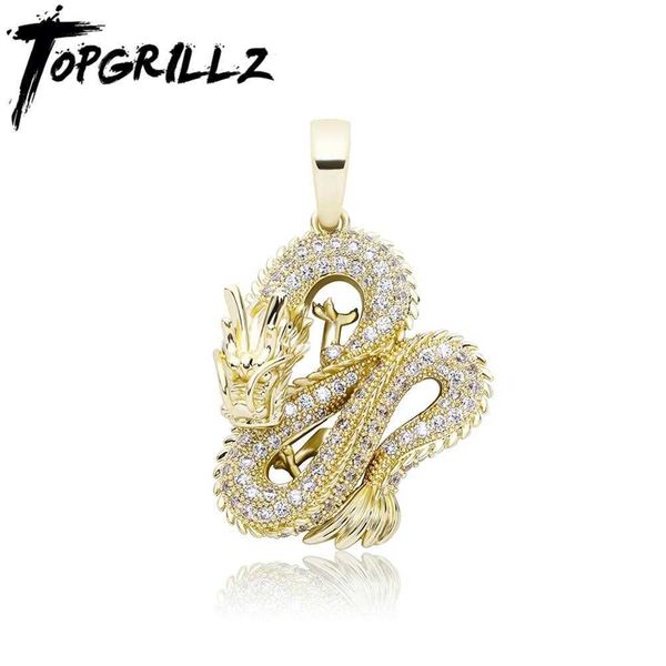 

rillz ice sculpture pendant necklace with tennis chain iced out cubic zirconia hip hop fashion charm gift men women x0707, Silver