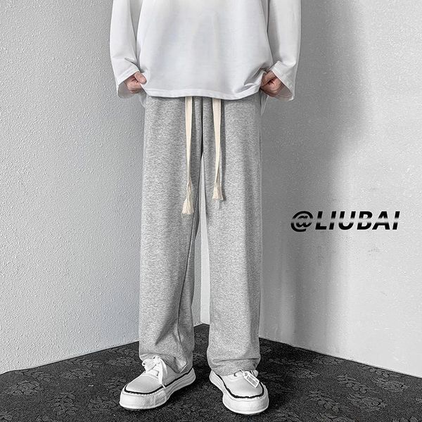 

men's pants multicolor casual men fashion oversized sweatpants streetwear loose hip hop wide leg mens straight trousers, Black