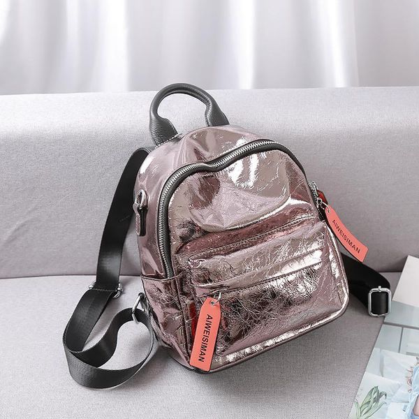 

backpack woonam women fashion bag metallic genuine calf leather handbag wb1180