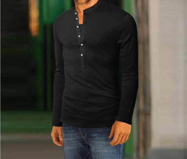 

spring autumn mens tshirt long sleeve solid color v neck slim tees fashion casual male clothing, White;black