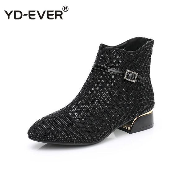 

boots fashion rhinestones gauze sandals summer mesh genuine leather women's shoes hollow large size 40-42, Black