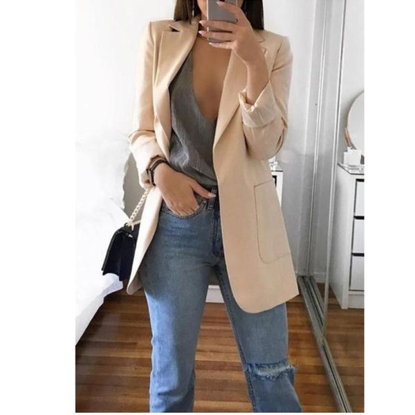 

women's suits & blazers women jackets ladies coats casual fashion basic blazer female notched slim solid office outwear loose 2021, White;black