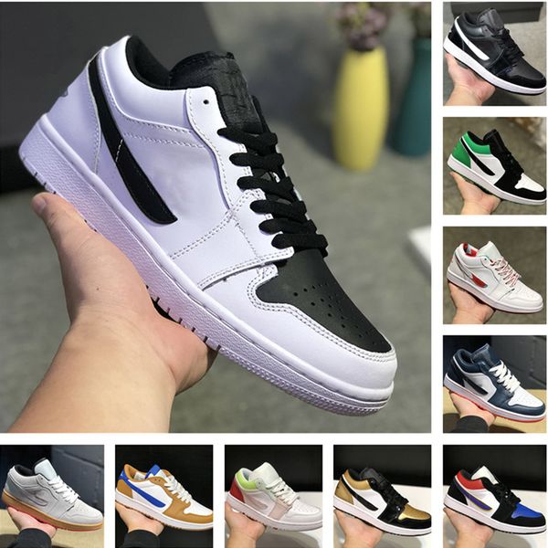 

mens 1 basketball shoes jumpman low 1s women yellow banned bred chicago black toe court purple pine green unc sneakers size 36-45