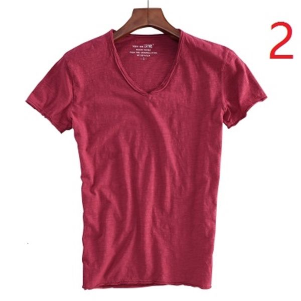 

new 2021 summer cotton slim v-neck solid color half-sleeved white men's bottoming shirt youth wild short-sleeved t-shirt male ivx4, White;black