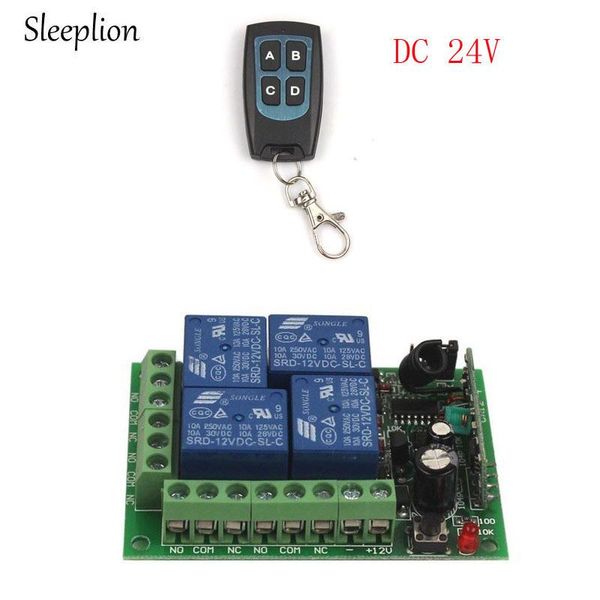 

smart home control sleeplion 24v 4 channel auto rf wireless remote module relay receiver 315/433mhz