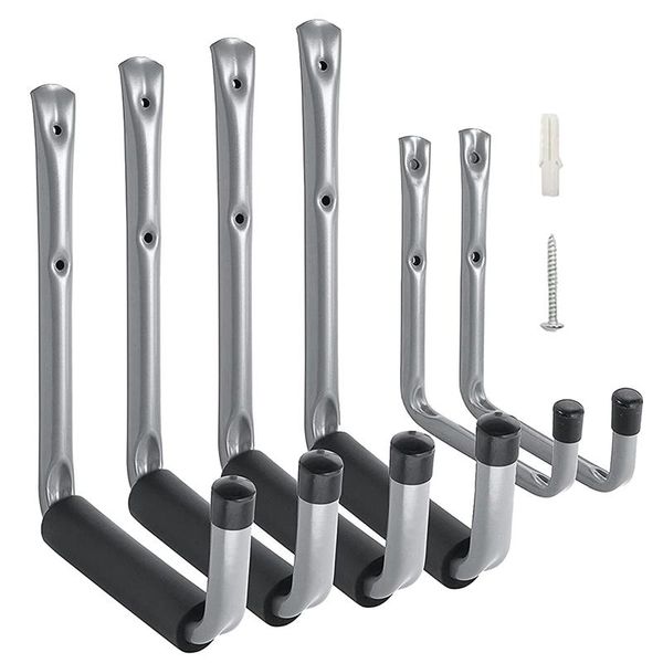 

heavy duty garage storage utility hooks with jumbo arm, garden hook,wall mount garage hanger (6 pack)