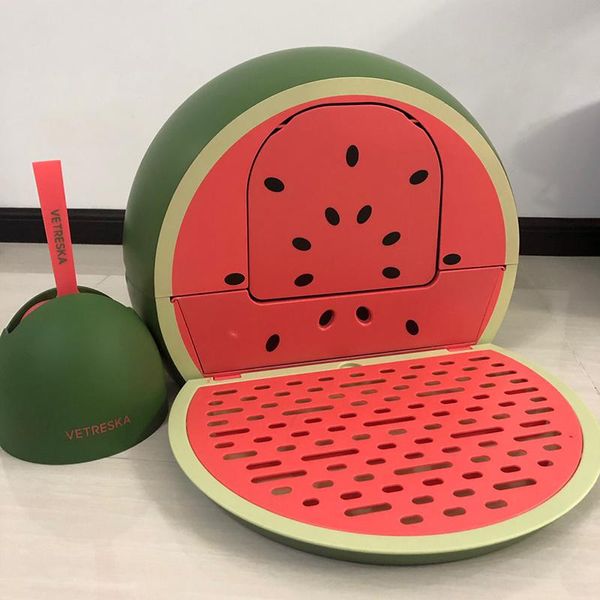 

other cat supplies 2021 watermelon shaped fully enclosed litter box furniture caja de arena para gato grande toilet tray sixpenny