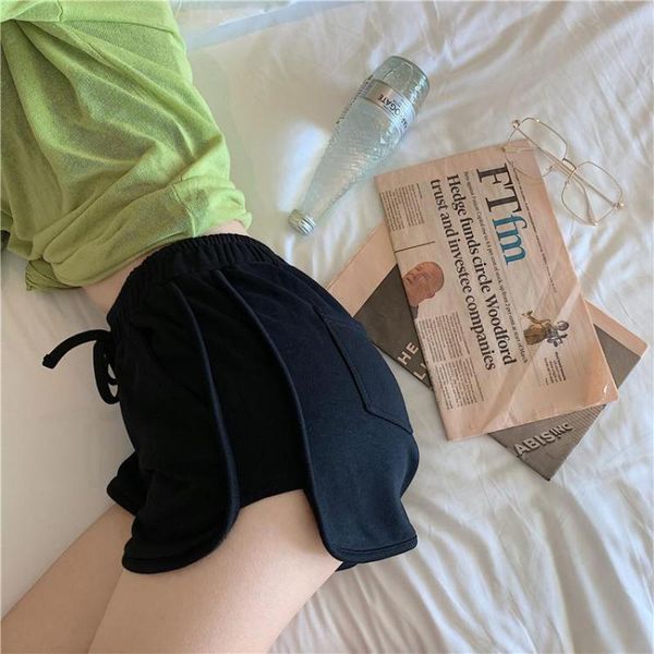 

women's shorts yedinas summer women high elastic waist casual beach joggers female sport trousers cotton biker 2021, White;black