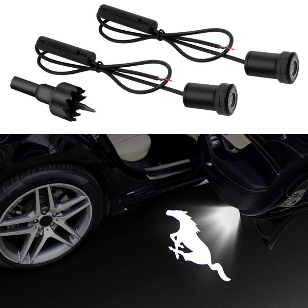 

interior&external lights 4pcs/lot mustang logo welcome light car door for styling led laser courtesy decoration lamp