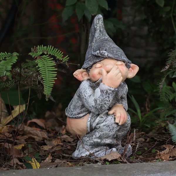 Europäischen Garten Harz Simulation Lustige Gnome Miniatur Freche Zwerg Figur Statue Display Form Handwerk Hause Garten Dekoration C0220