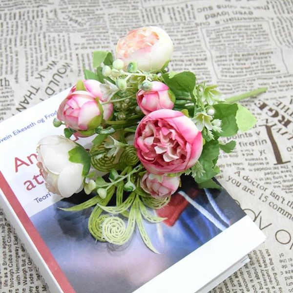 

decorative flowers & wreaths 1 bunch silk rose artificial fake bouquet wedding bride holding home party decor pography props ornaments