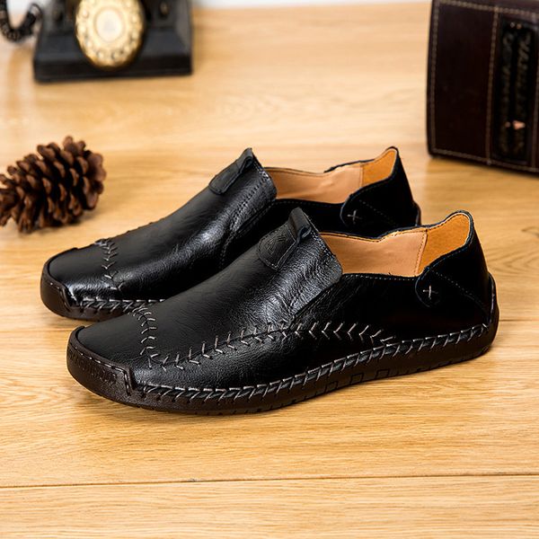 

2020 new mens handmade casual shoes 4748 plus size leather shoes microfiber slip-on mens shoes cross-border cross-border plus size mens shoe, Red;white