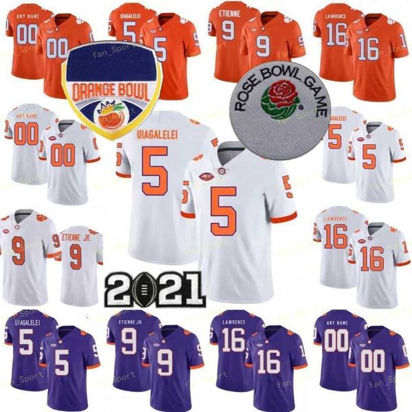 

2021 playoff clemson jersey ncaa college 13 tyler davis 5 d.j. uiagalelei 98 myles murphy 21 darien rencher 88 braden galloway 11 isaiah sim, Black