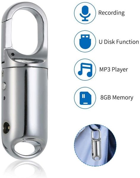 

digital voice recorder portable keychain mp3 player sound audio dictaphone 8gb memory capacity recording device with